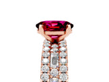 Rose gold Oval Cut Garnet Solitaire Ring with Pavé and Channel Set Band_5