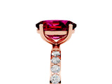Rose gold Oval Cut Garnet Solitaire Ring with Pave Band and Four Prong Setting_29