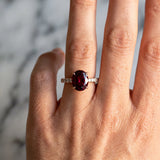Rose gold Oval Cut Garnet Solitaire Ring with Round  Pavé Band and Four-Prong Setting_42