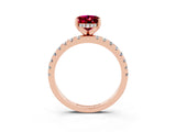 Rose gold Oval Cut Garnet Solitaire Ring with Round  Pavé Band and Four-Prong Setting_47