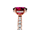 Rose gold Oval Cut Garnet Solitaire Ring with Round  Pavé Band and Four-Prong Setting_49