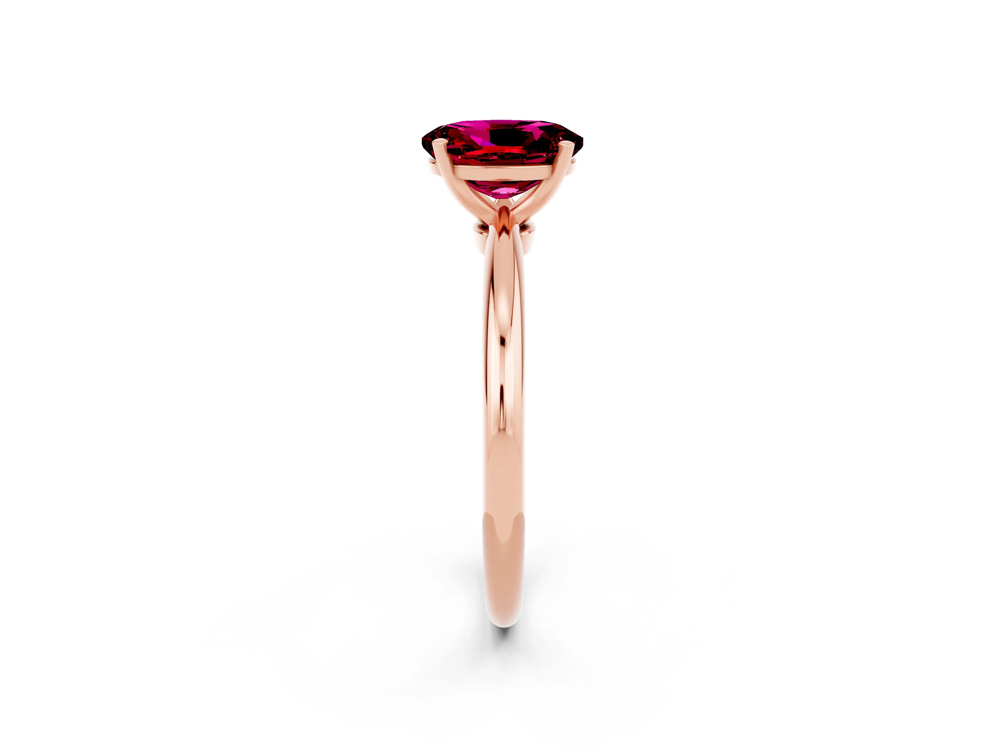 Rose gold Oval Cut Garnet Solitaire Ring with Six-Prong Setting and Classic Band_2