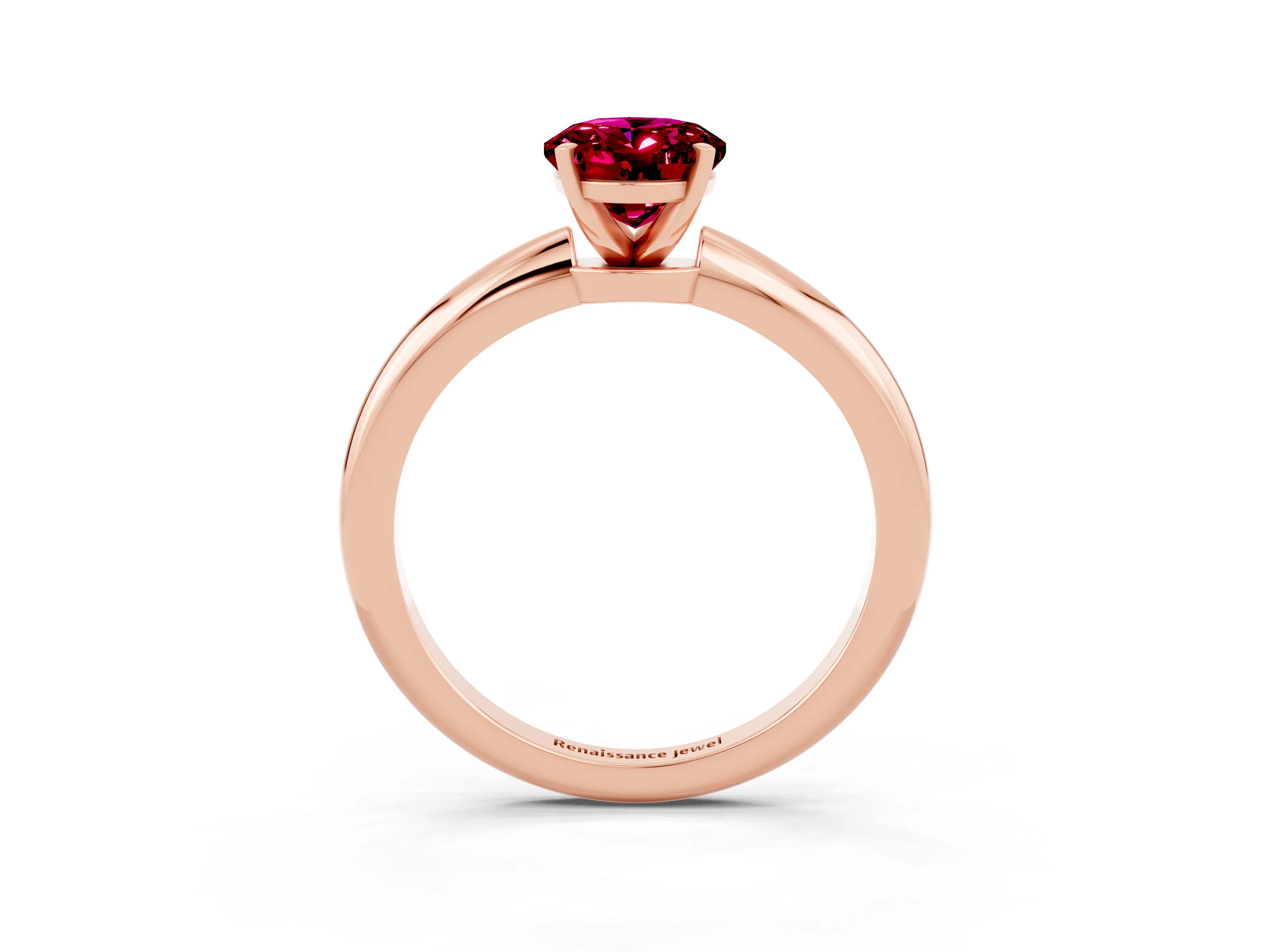 Rose gold Oval Cut Garnet Solitaire Ring with Six-Prong Setting and Classic Band_3