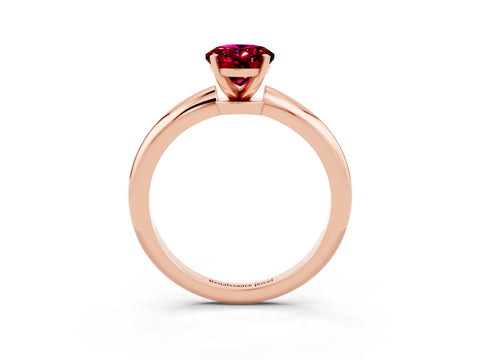 Rose gold Oval Cut Garnet Solitaire Ring with Six-Prong Setting and Classic Band_3
