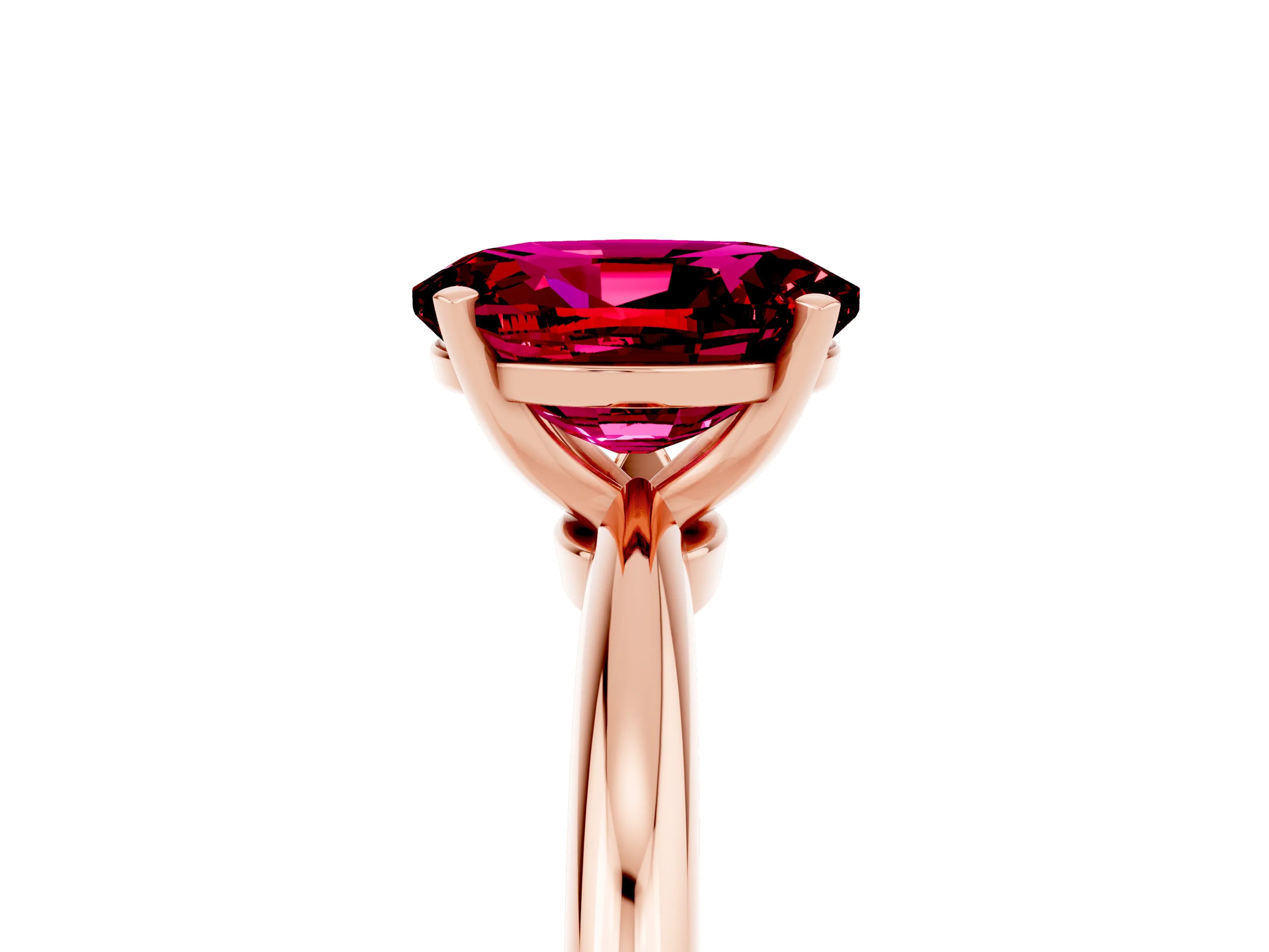 Rose gold Oval Cut Garnet Solitaire Ring with Six-Prong Setting and Classic Band_5