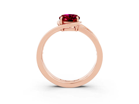 Rose gold Oval Cut Garnet Solitaire Ring with Split Shank and Prong Setting_3