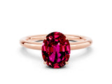 Rose gold Oval Cut Garnet Solitaire Ring with Thin Band and Four-Prong Setting_12