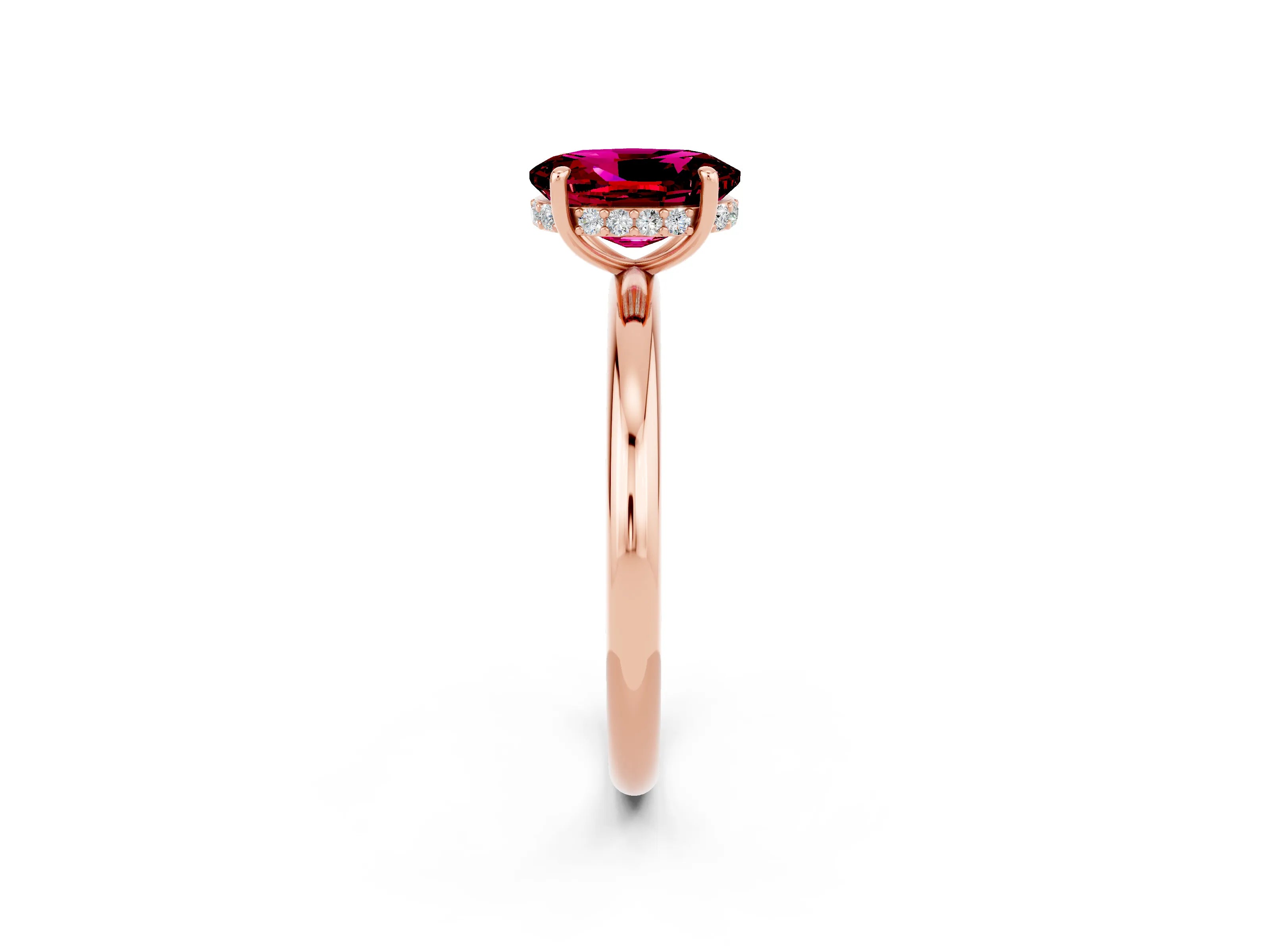 Rose gold Oval Cut Garnet Solitaire Ring with Thin Band and Four-Prong Setting_14