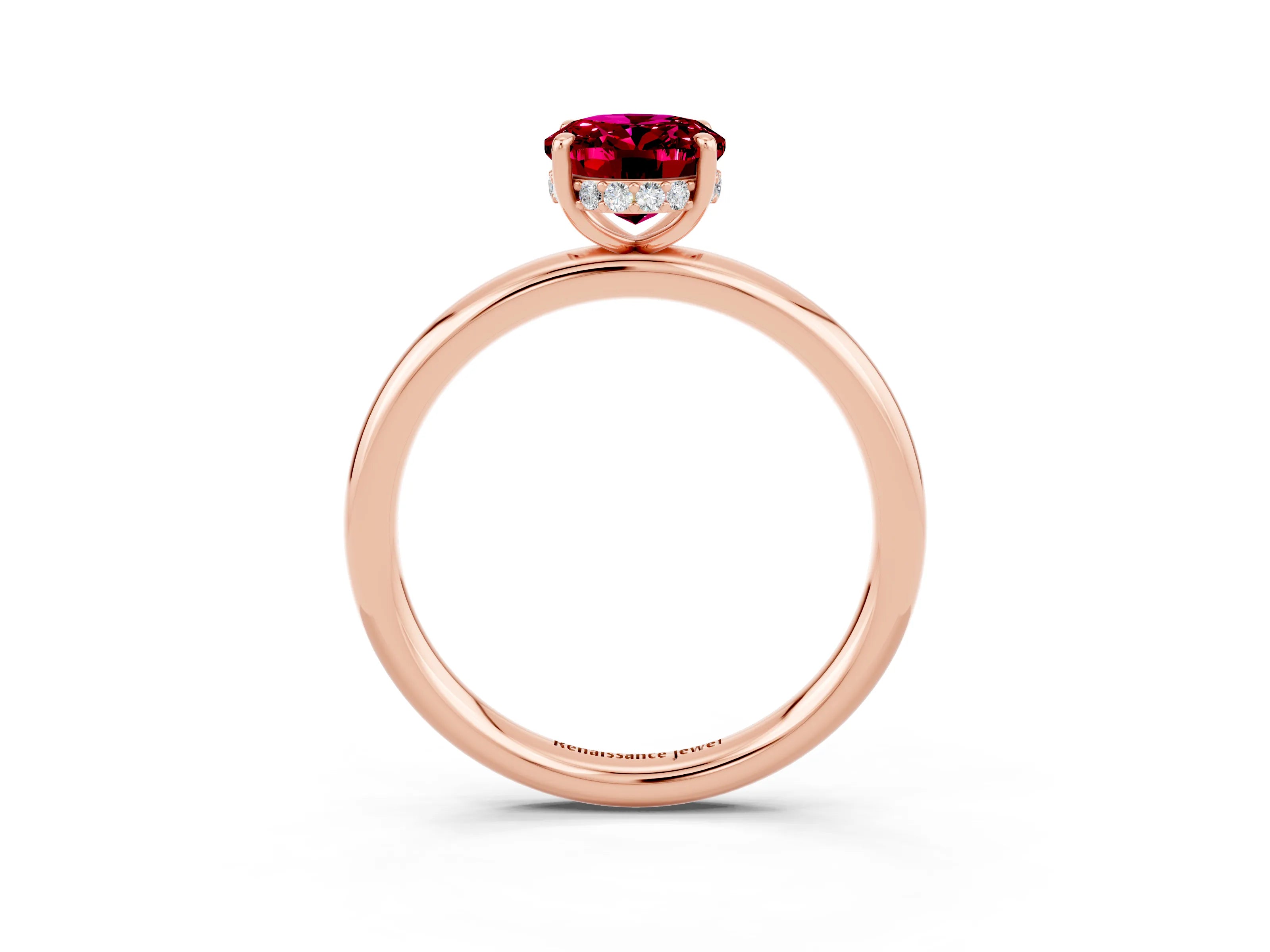 Rose gold Oval Cut Garnet Solitaire Ring with Thin Band and Four-Prong Setting_15