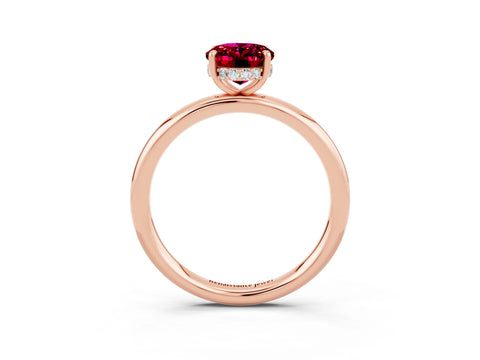 Rose gold Oval Cut Garnet Solitaire Ring with Thin Band and Four-Prong Setting_15