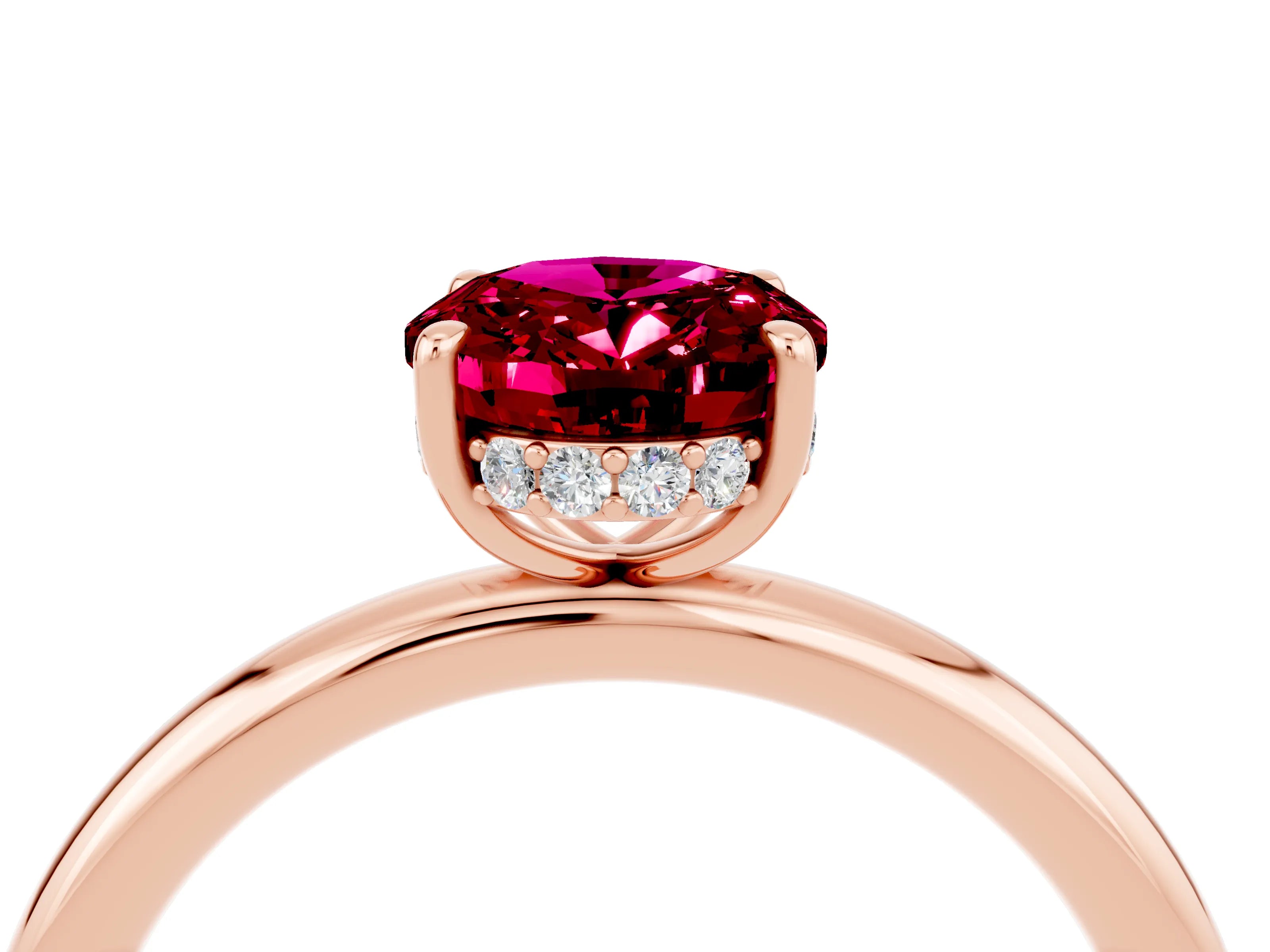 Rose gold Oval Cut Garnet Solitaire Ring with Thin Band and Four-Prong Setting_16