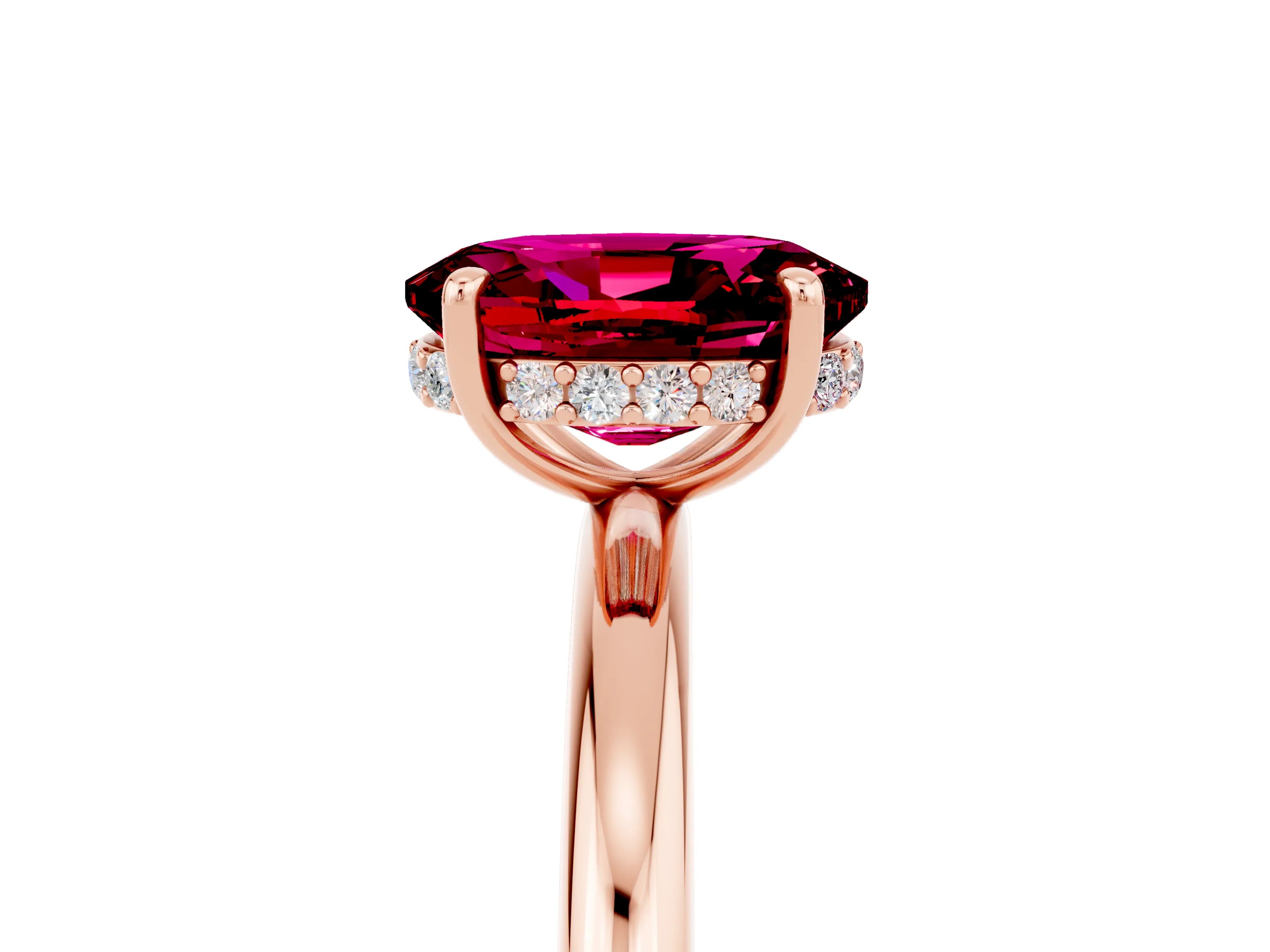 Rose gold Oval Cut Garnet Solitaire Ring with Thin Band and Four-Prong Setting_17