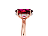Rose gold Oval Cut Garnet Solitaire Ring with Thin Band and Four-Prong Setting_17