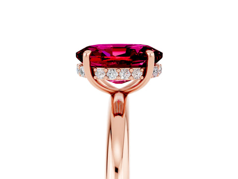 Rose gold Oval Cut Garnet Solitaire Ring with Thin Band and Four-Prong Setting_17