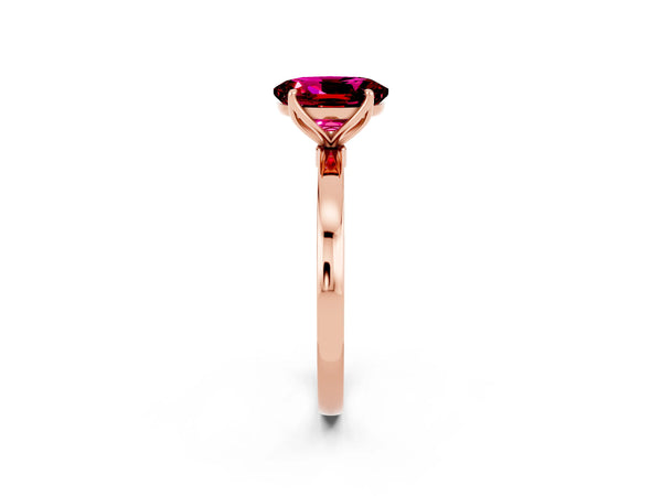 Rose gold Oval Cut Garnet Solitaire Ring with Thin Band and Prong Setting