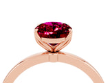 Rose gold Oval Cut Garnet Solitaire Ring with Thin Band and Prong Setting_16