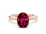 Rose gold Oval Cut Garnet Solitaire Ring with Thin Band and Prong Setting_24
