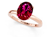 Rose gold Oval Cut Garnet Solitaire Ring with Thin Band and Prong Setting_25