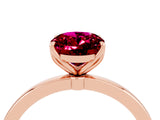 Rose gold Oval Cut Garnet Solitaire Ring with Thin Band and Prong Setting_28