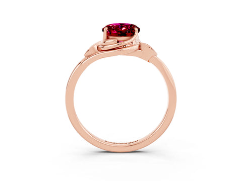 Rose gold Oval Cut Garnet Solitaire Ring with Twist Band and Four-Prong Setting_27