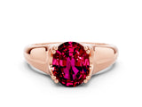 Rose gold Oval Cut Garnet Solitaire Ring with Wide Band and Prong Setting