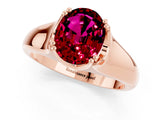 Rose gold Oval Cut Garnet Solitaire Ring with Wide Band and Prong Setting_1