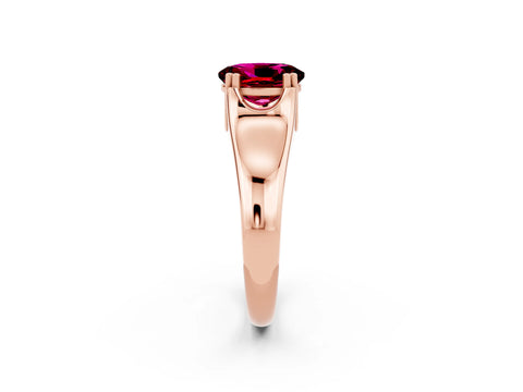 Rose gold Oval Cut Garnet Solitaire Ring with Wide Band and Prong Setting_2