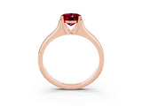 Rose gold Oval Cut Garnet Solitaire Ring with Wide Band and Prong Setting_3
