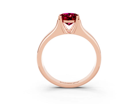 Rose gold Oval Cut Garnet Solitaire Ring with Wide Band and Prong Setting_3