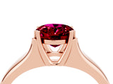 Rose gold Oval Cut Garnet Solitaire Ring with Wide Band and Prong Setting_4