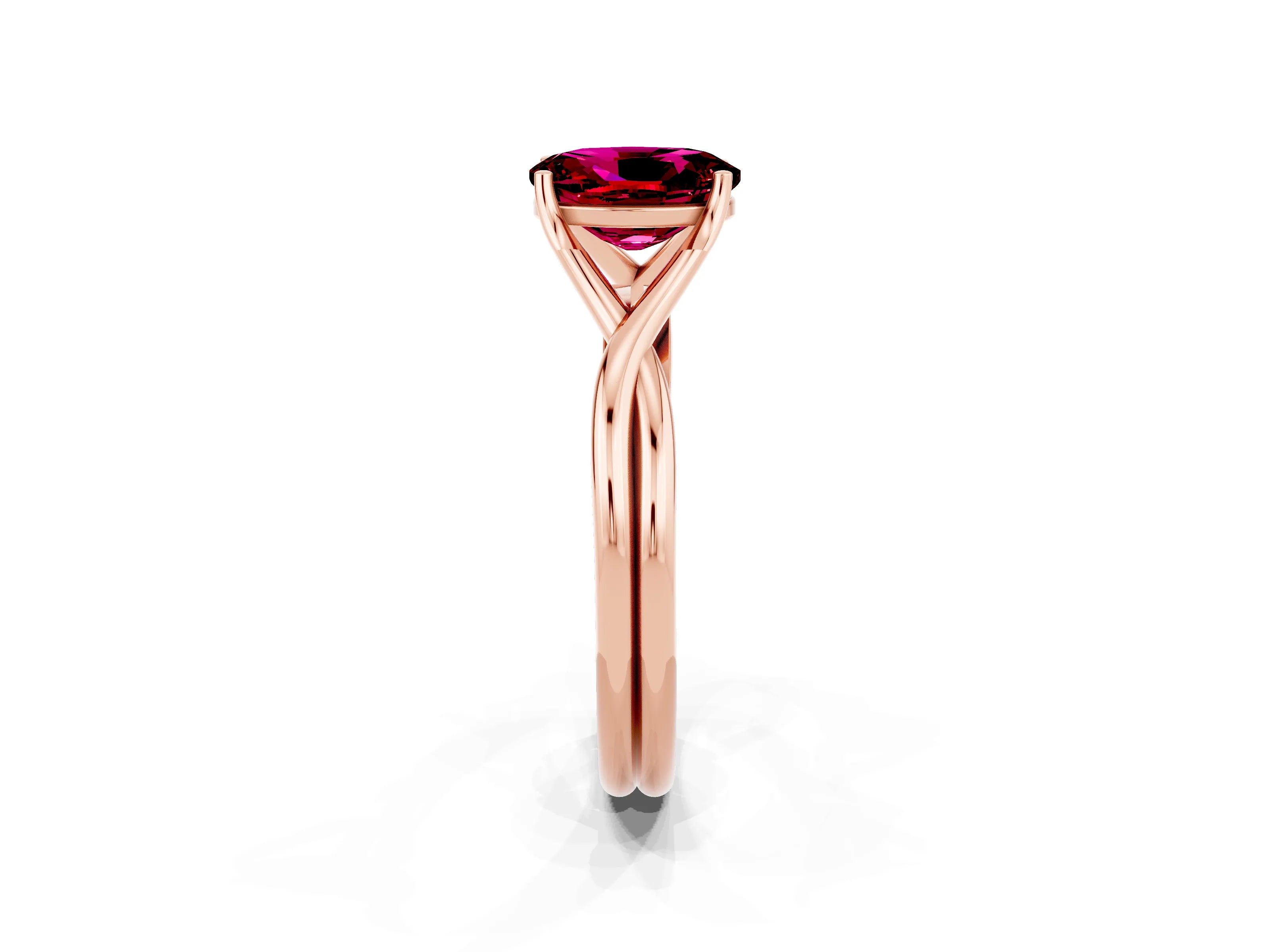 Rose gold Oval Cut Garnet Solitaire Twist Band Prong Setting Ring_30