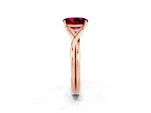 Rose gold Oval Cut Garnet Solitaire Twist Band Prong Setting Ring