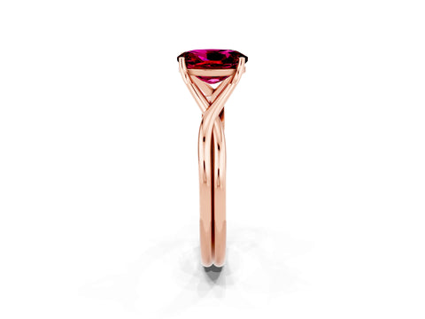 Rose gold Oval Cut Garnet Solitaire Twist Band Prong Setting Ring_30