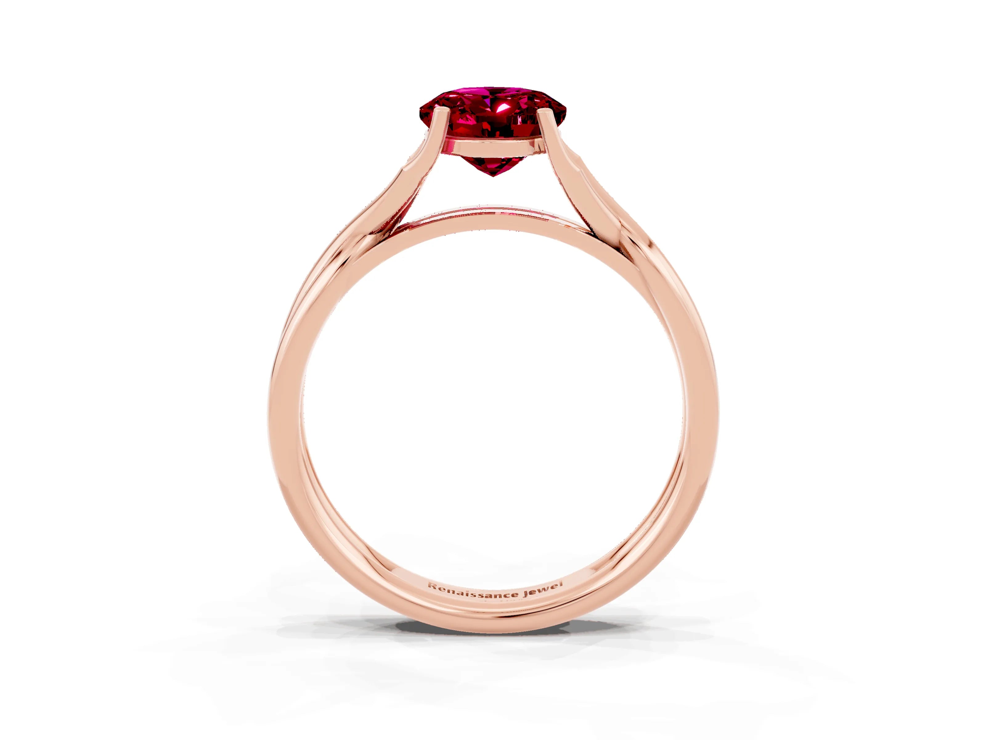 Rose gold Oval Cut Garnet Solitaire Twist Band Prong Setting Ring_31