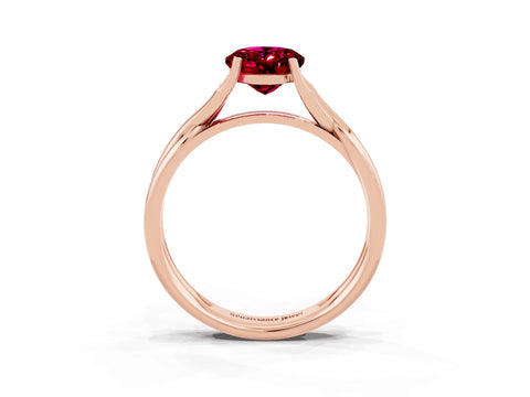 Rose gold Oval Cut Garnet Solitaire Twist Band Prong Setting Ring_31