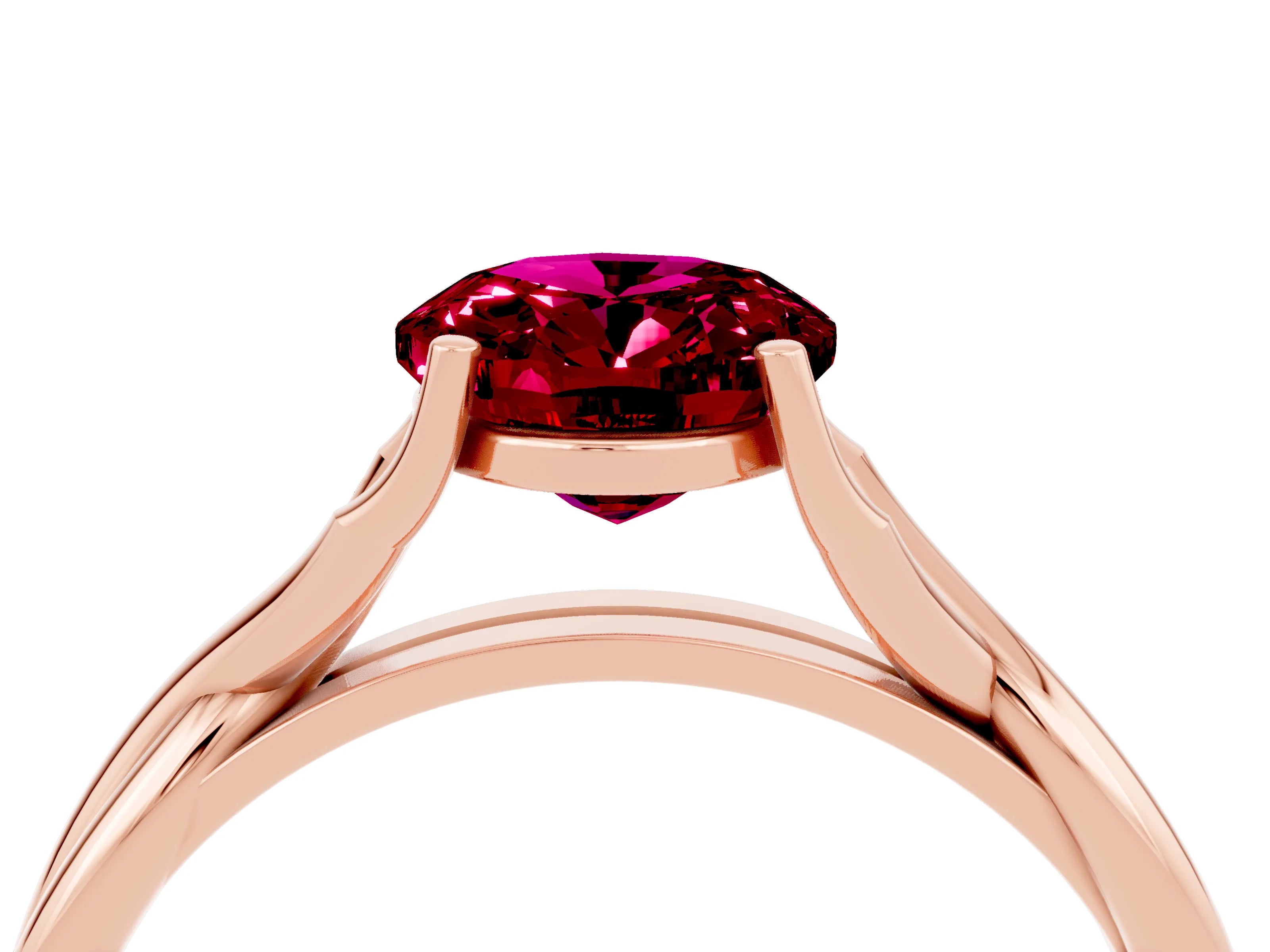 Rose gold Oval Cut Garnet Solitaire Twist Band Prong Setting Ring_32