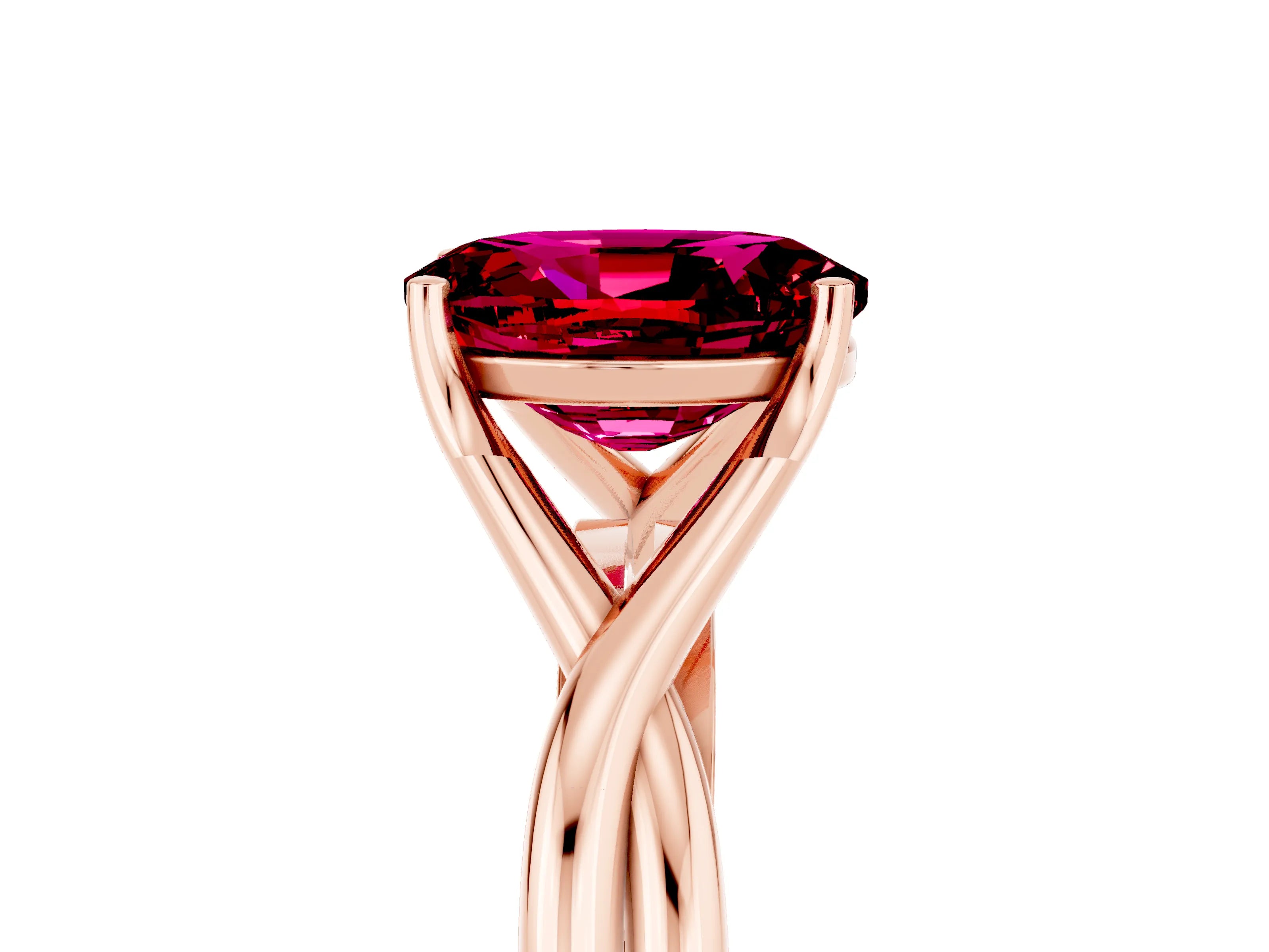 Rose gold Oval Cut Garnet Solitaire Twist Band Prong Setting Ring_33