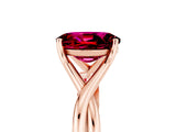 Rose gold Oval Cut Garnet Solitaire Twist Band Prong Setting Ring_33