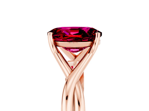 Rose gold Oval Cut Garnet Solitaire Twist Band Prong Setting Ring_33