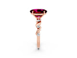 Rose gold Oval Cut Garnet Solitaire Twisted Band with Round  Accents and Prong Setting_14