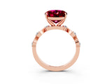 Rose gold Oval Cut Garnet Solitaire Twisted Band with Round  Accents and Prong Setting_15