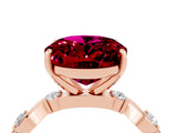 Rose gold Oval Cut Garnet Solitaire Twisted Band with Round  Accents and Prong Setting_16