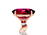 Rose gold Oval Cut Garnet Solitaire Twisted Band with Round  Accents and Prong Setting_17