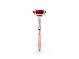 Rose gold Oval Cut Garnet Solitaire with Side Baguettes and Channel Set Band_2