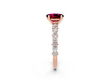 Rose gold Oval Cut Garnet Solitaire with Side Stones, Pave Band, Four-Prong Setting_38