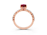 Rose gold Oval Cut Garnet Solitaire with Side Stones, Pave Band, Four-Prong Setting_39