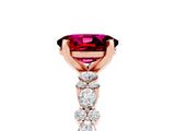 Rose gold Oval Cut Garnet Solitaire with Side Stones, Pave Band, Four-Prong Setting_41
