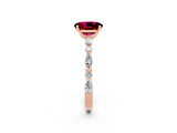 Rose gold Oval Cut Garnet Solitaire with Side Stones on a Pavé Band and Four-Prong Setting_2