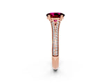 Rose gold Oval Cut Garnet Split Shank Engagement Ring with Pavé Band_2