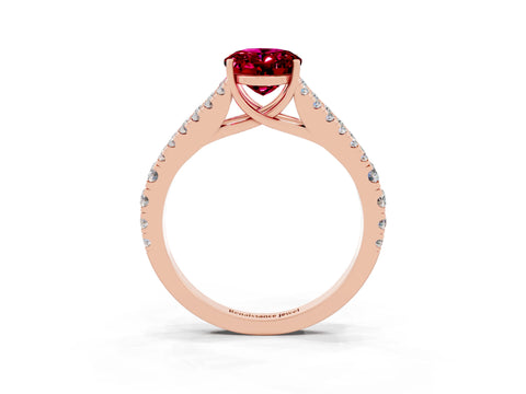 Rose gold Oval Cut Garnet Split Shank Pavé Engagement Ring with Four-Prong Setting_15